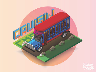 Isometric Pasi (Bus) graphic design isometric vector