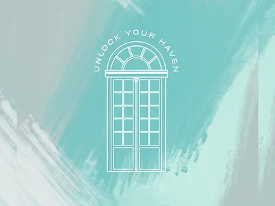 White Haven Home Branding - Door Icon architecture brand branding brush strokes design door door illustration feminine home key lock paint brush unlock