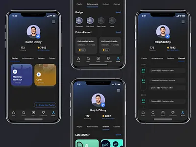 User Profile Screen - Health & Fitness App app app interface app screens applify cardio workout app design fitness fitness app graphic design health app health fitness app in app challenges mobile app design mockups ui ui design user interface workout workout app workout videos