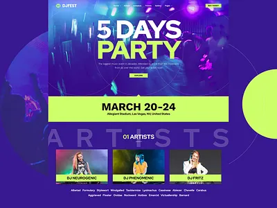 Music Festival Event Website Design clean concert website creative cyberpunk website style design event website festival website interface layout minimal web design website