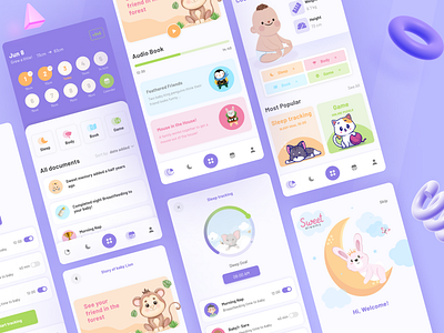 Baby monitor app🍼👼🏻 admin animation clean design design figma finance for kids kid app kids minimal mobile app mobile charts mobile design sleep app sleep tracker tracking tracking app ui ui design ux