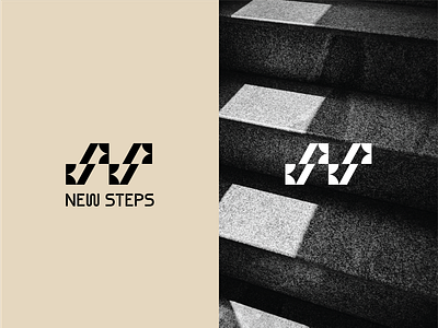 NEW STEPS branding design graphic design logo minimal logo step logo typography vector