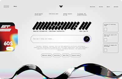 Hero section, AI platform "Massive AI" design figma hero ui uidesign uxui visual webdesign