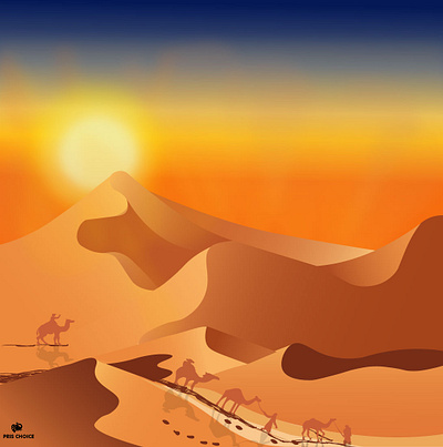 DESERT 2d flat art adobe illustrator arts illustration concept art desert design digital art environment art illustration inspired by nature landscape illustration lover of nature nature art portrait art sunset vector art