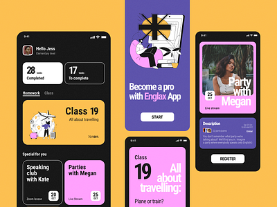 Englax I Language Learning Mobile App color education english language language app learning app lesson mobile app mobile design school school app study app ui ui design ux