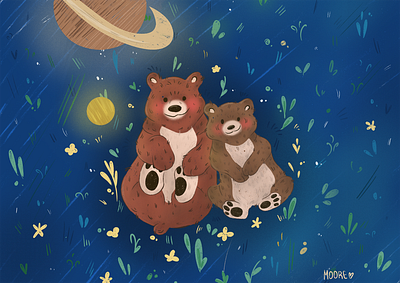 Dreamers animal illustration animals bear bear illustration bears children illustration illustration night illustration procreate