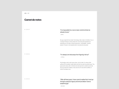 Carnet de notes layout minimal notes quotes web