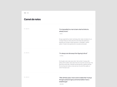 Carnet de notes layout minimal notes quotes web