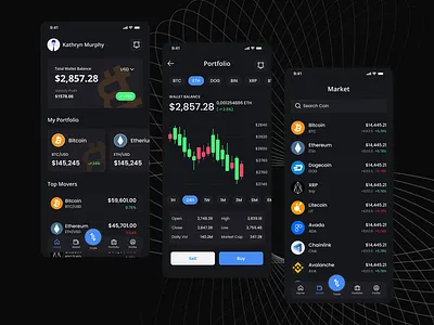 Crypto Marketplace App Concept - Dark Mode app ui crypto app crypto app ui crypto marketplace crypto mobile crypto wallet design figma fintech gausul haque nasif mobile app mobile app ui ui ui design ui designer uiux ux