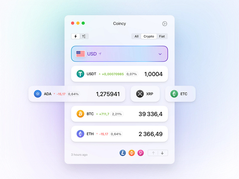 Coincy (crypto converter) - mac os app app crypto design exchange mac ui