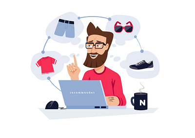 Man illustration for recommender design illustration ui vector