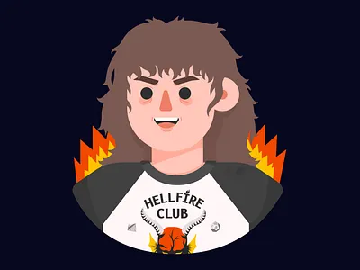 Eddie Munson 80s 90s character character design crush cute dice dnd dungeon dungeons dragons eddie eddie munson hellfire hellfire club illustration munson rock scull stranger things vector
