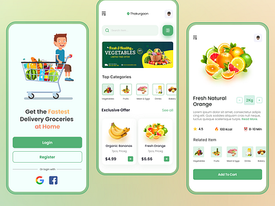 Grocery Shop Mobile App UI Design | Grocery Store ecommerce food app food app ui food delivery food order grocery grocery app grocery delivery grocery shop grocery shop app grocery shopping grocery store grocery store app mobile app mobile app ui online shop organic product design supermarket uiux