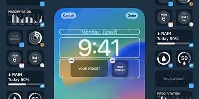 iOS16 Lock Screen widget template for Figma app apple design figma interface ios ios16 iphone template widget