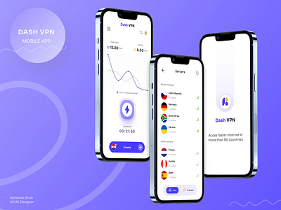 VPN Mobile App | Mobile App UI app design app ui branding design figma graphic design ios app mobile app mobile ui ui uidesign uiux visual design