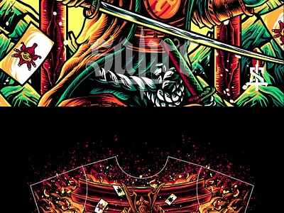 Joker Samurai Overprint Design art artist artwork branding design illustration ilustration artwork sale darkart logo ui vector