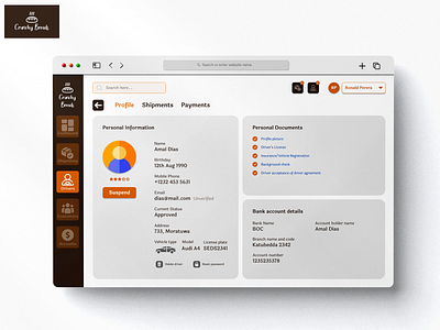 Dashboard Design II - User profile application bread dashboard design driver figma icons logo navigation profile ui user user profile ux web web app