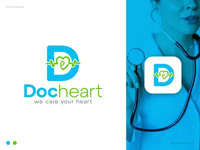 Doc Heart Logo for Medical, Healthcare Companies branding business logo clinic d logo design doctor ecommerce flat minimal health health logo healthcare heartbeat hospital logo logo design medical website logo medicine nursing home
