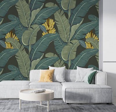 Banana Leaf Wallpaper background banana banana leaf illustration wall decor