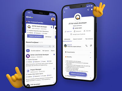 Djinni - mobile app concept ✨ app branding design djinni hr job job search mobile app recruiting ui ux