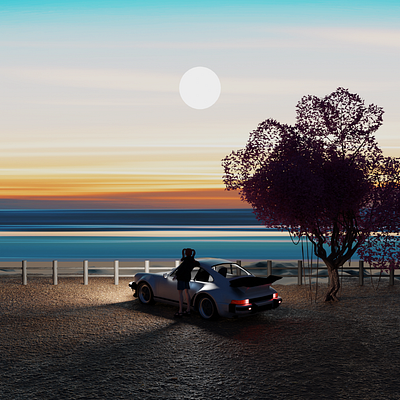 Mood Render 3d 3d illustration abstract aesthetic animation branding car design graphic design illustration landscape logo mood night porsche satisfying sunny ui vector vibes