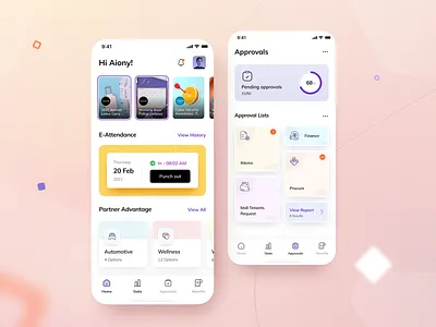 Employee Self-service App app design employ benefits employee fun hr illustration leave office pastel task task manager team team management trending ui uiux ux