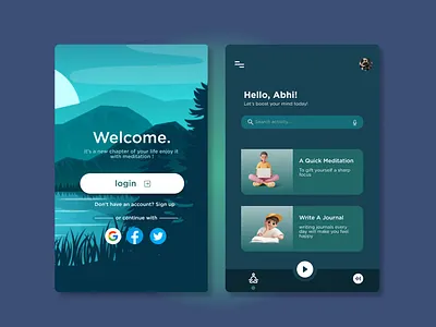 Meditation App app excercise figma heal health illustration meditation mobile app startup typography ui ux wellness yoga