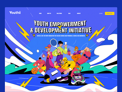 Youth Empowerment Landing Page Illustration. character concept digital illustrations flat style illustration landing page ui vibrant website youth youthful zen z