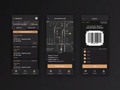 Driver's Mobile App - Logistics Industry android app business cargo dark mode delivery design figma logistics logistics app mobile mobile app tracking app uber ui uidesign userexperience userinterface ux uxdesign
