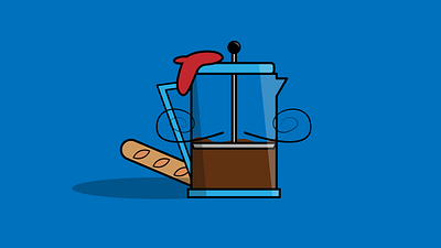 French Press coffee design flat frenchpress