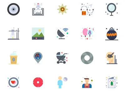 Color icon set banners icon illustration logo sets