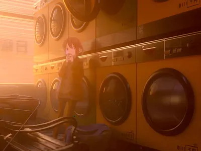 Anime Laundromat 3d anime art b3d blender blender3d design illustration