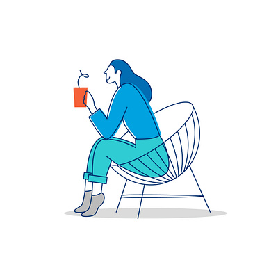 Co-operators - Lady drinking coffee. branding character design design illustration