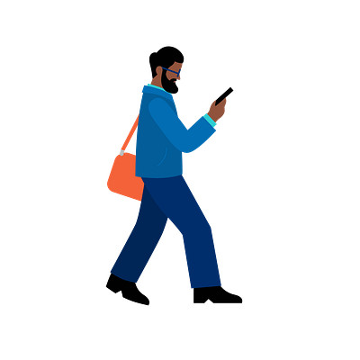 Men walking and watching the cellphone. branding character design illustration vector