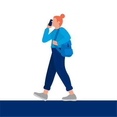 Lady walking and talking branding character design design illustration