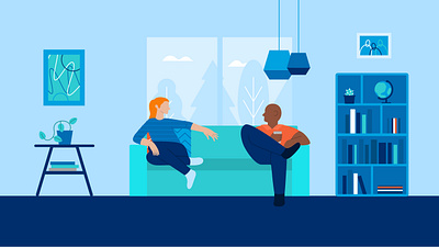 Friends talking in a living room. branding character design design illustration vector