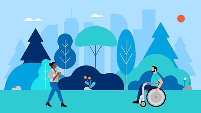 Park and skyline. branding character design design illustration vector
