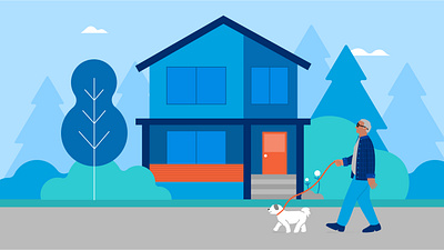 Men walking with a dog. branding character design design illustration vector