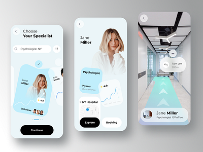 Healthcare Application application design explore health healthcare healthy medical app medicine mobile mobile app navigator office psychologist ui ux