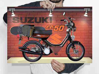 Technical Drawing | Suzuki FA50 adobe creative cloud adobe illustrator canada canadian designer graphic design illustration illustrator kamloops moped motorbike neil manuel creative suzuki technical drawing technical illustration