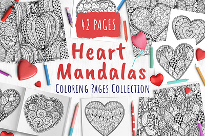 Heart Mandalas Coloring Pages seamless