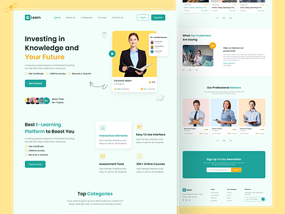 E-learning Platform clean colors e learning interface landing page minimal online education online learning ui ui design web web design web platform