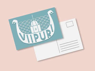 Postcard with the city of Vyborg (Viipuri) adobe illustrator branding city design drakkar flat illustration logo medieval castle old city postcard travel typography vector viking vyborg