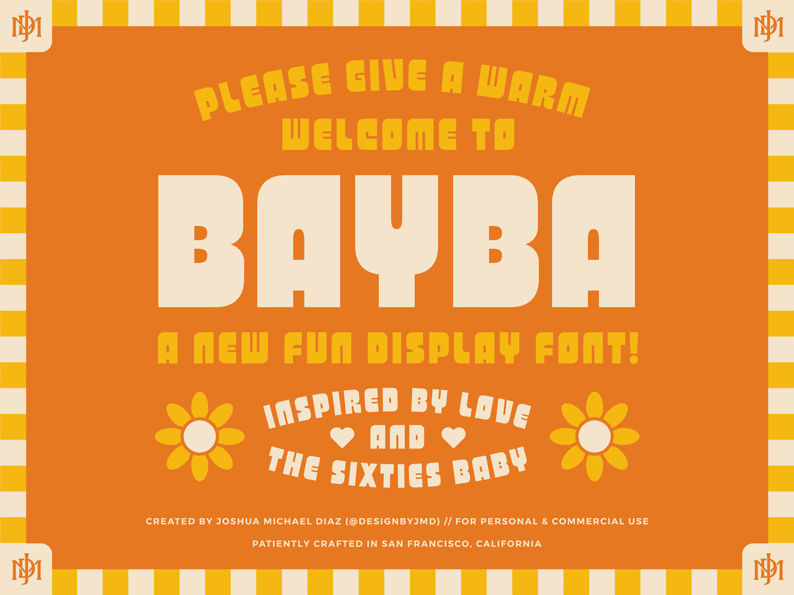 Introducing My New Font Bayba 60s font 70s font bold font branding branding font font funky font groovy font hippie font illustration lettering lettering artist logo logo font packaging design psychedelic font retro font type design typeface vintage font