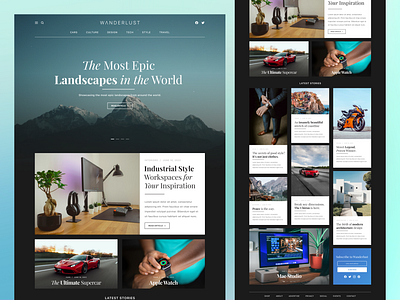 Wanderlust Landing page design branding design figma logo magazine ui ux vector wanderlust web design