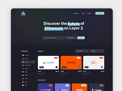 zkrollups.xyz redesign bitcoin categories crypto dashboard design directory ethereum figma filter graphic design photoshop ui uiux design ux web design