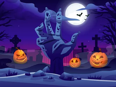 Rise from The Grave background cartoon event flat game graphic design halloween illustration landing page spooky ui zombie