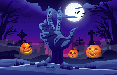 Rise from The Grave background cartoon event flat game graphic design halloween illustration landing page spooky ui zombie