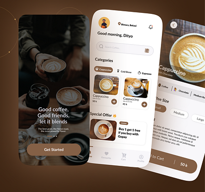 Coffee Shop Mobile App - UI capuccino coffe mobile ui coffee coffee mobile app coffee shop ui coffeeshop coffeeui mobile app ui ui coffee