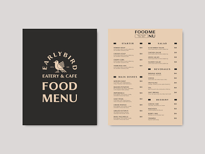 Early bird restaurant food menu brand branding cafe catering clean coffee shop corporate design drink eatery food food menu identity logo menu modern print restaurant stationery typography